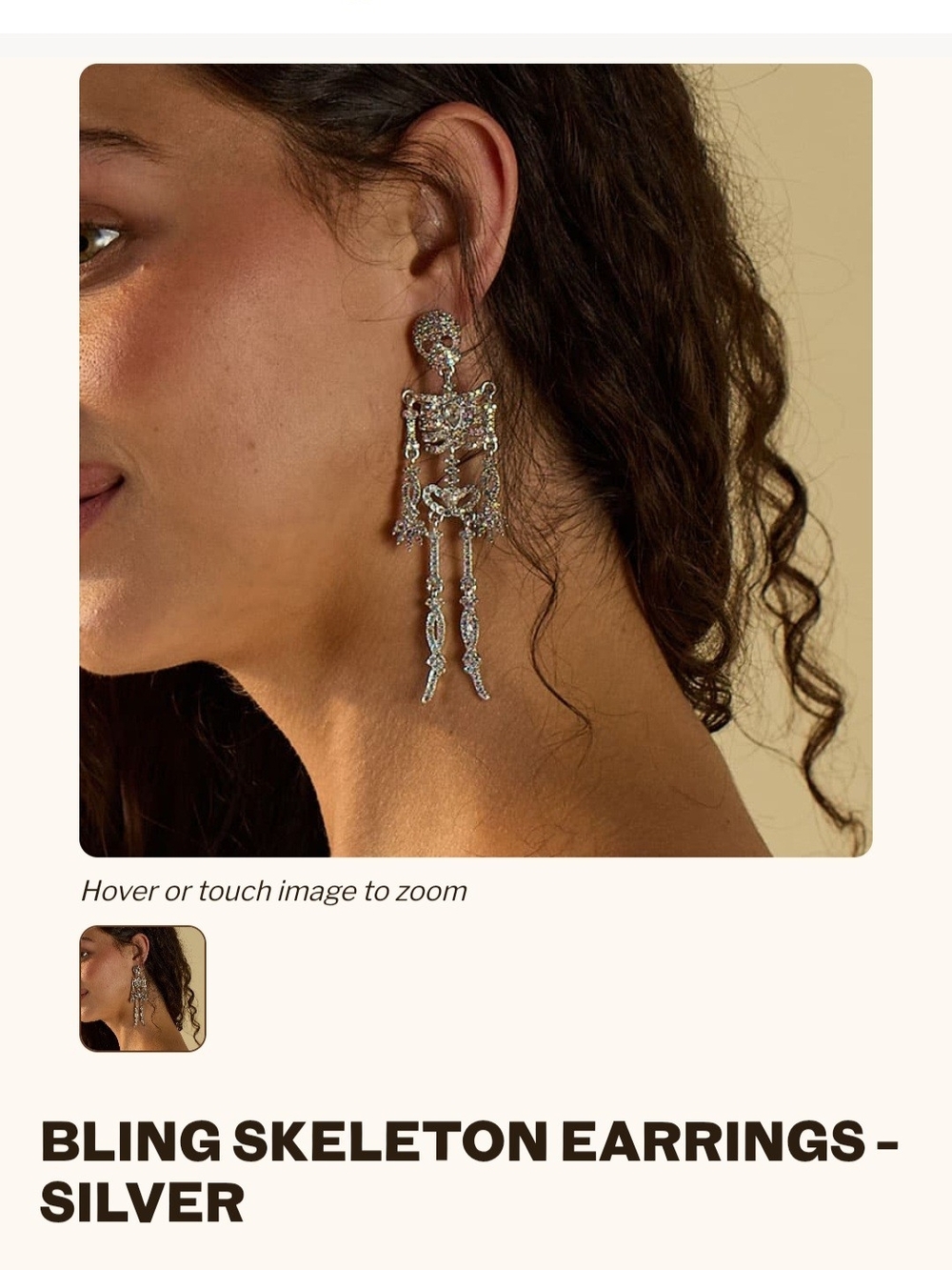NWOT Bling Skeleton Drop Earrings - Silver-Cracker Barrel